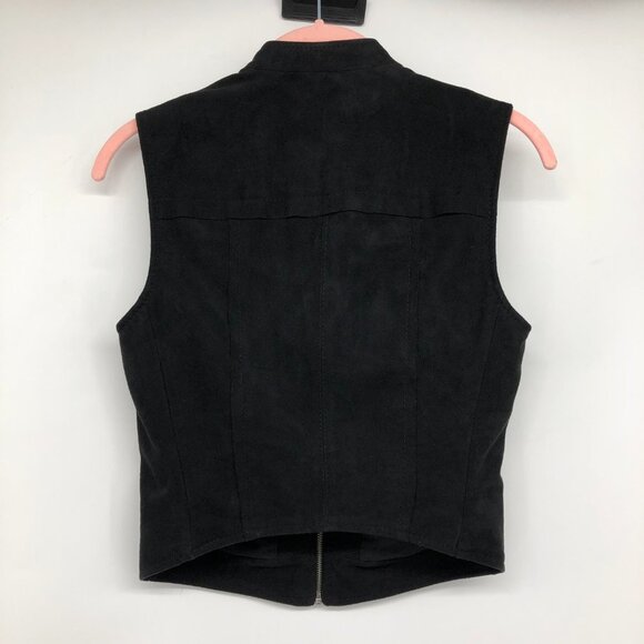 BCBGMaxAzria Black Faux Suede Pleated Damien Zip-Up Vest size XXS - Picture 3 of 13
